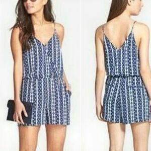 Chelsea 28 Blue Boho Geometric Pattern Romper - Size Small Womens Jumper